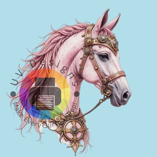 Roze steampunk paard