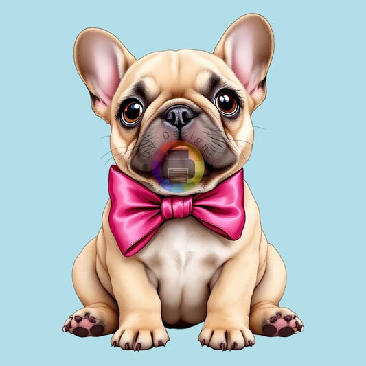 Bouledogue français de 12 cm avec nœud