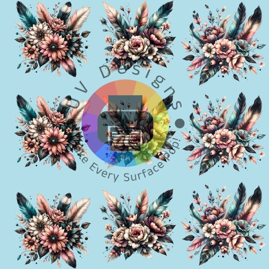 4 cm Bloemen met veren