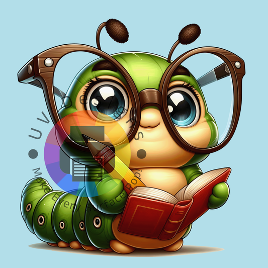 Rups met bril en boek