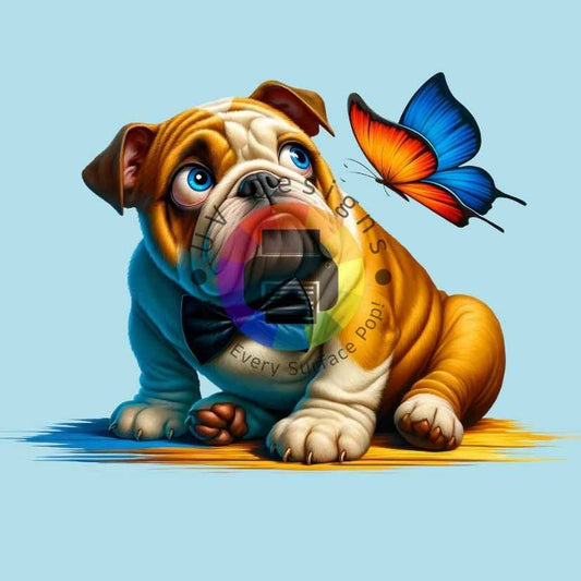 7 cm Bulldog met vlinder