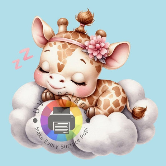 Kinder giraf - wolk - roze