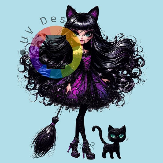 Zwart - paars heksje met zwarte cat nr 2