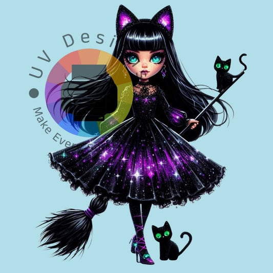 Zwart - paars heksje met zwarte cat nr 4
