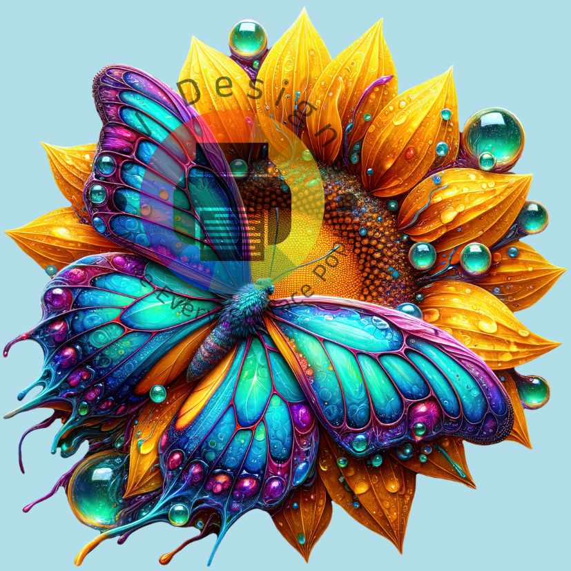 Papillon avec fleur n° 6
