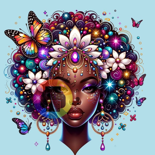 12 cm Afro vrouw - vlinders nr 1