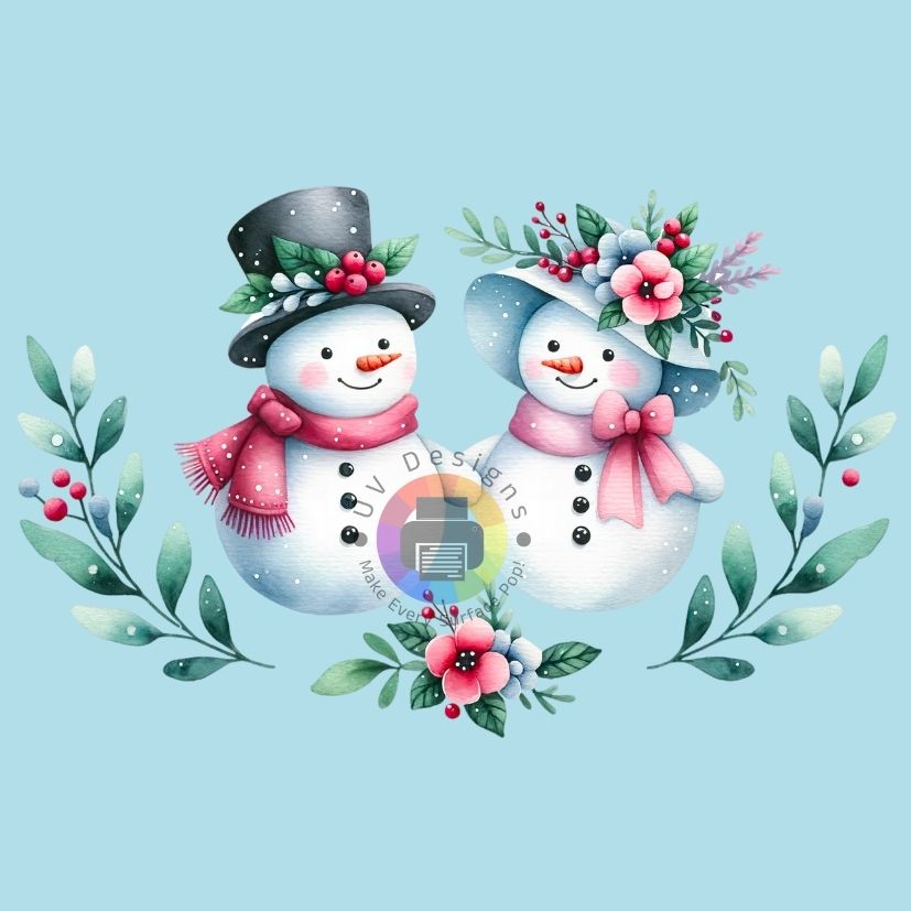 12 cm Flowered Snowman and Woman No. 2