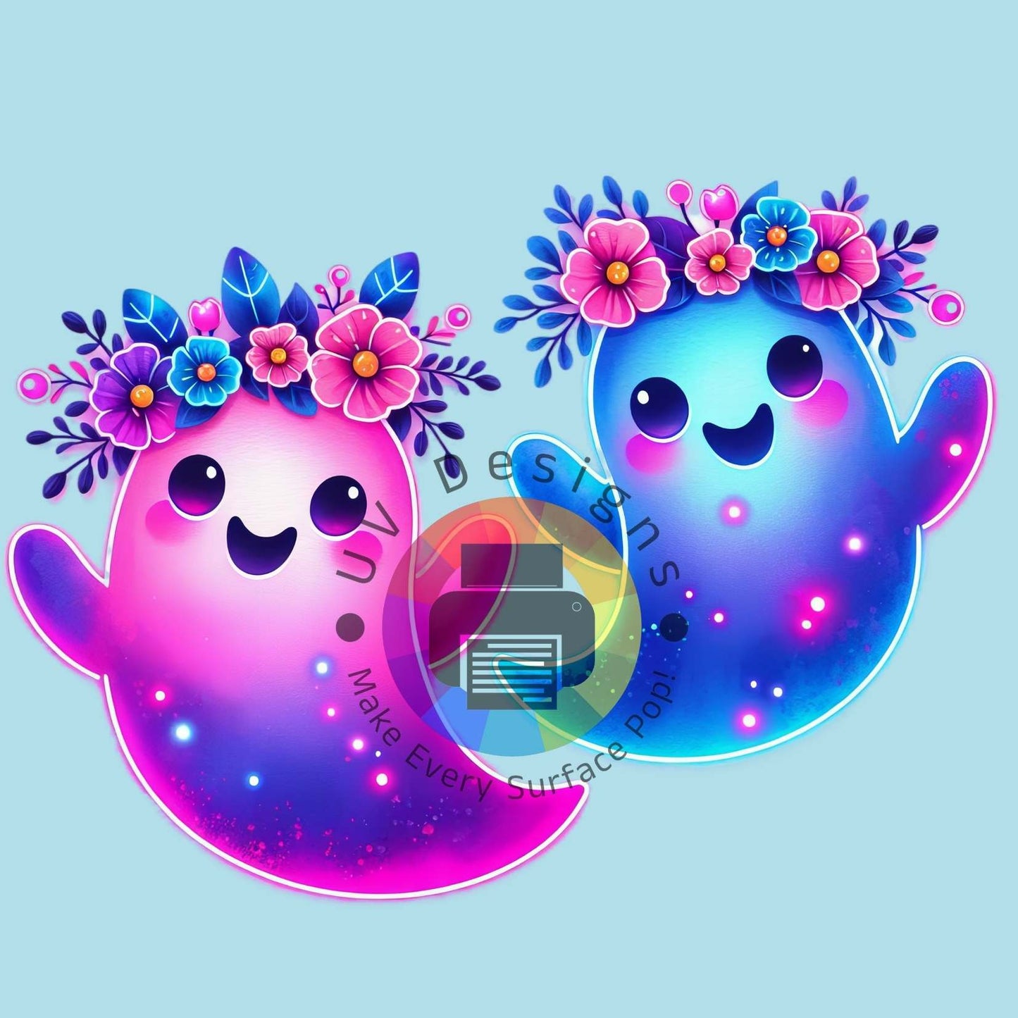 7 cm 2 spookjes met bloemen nr 1