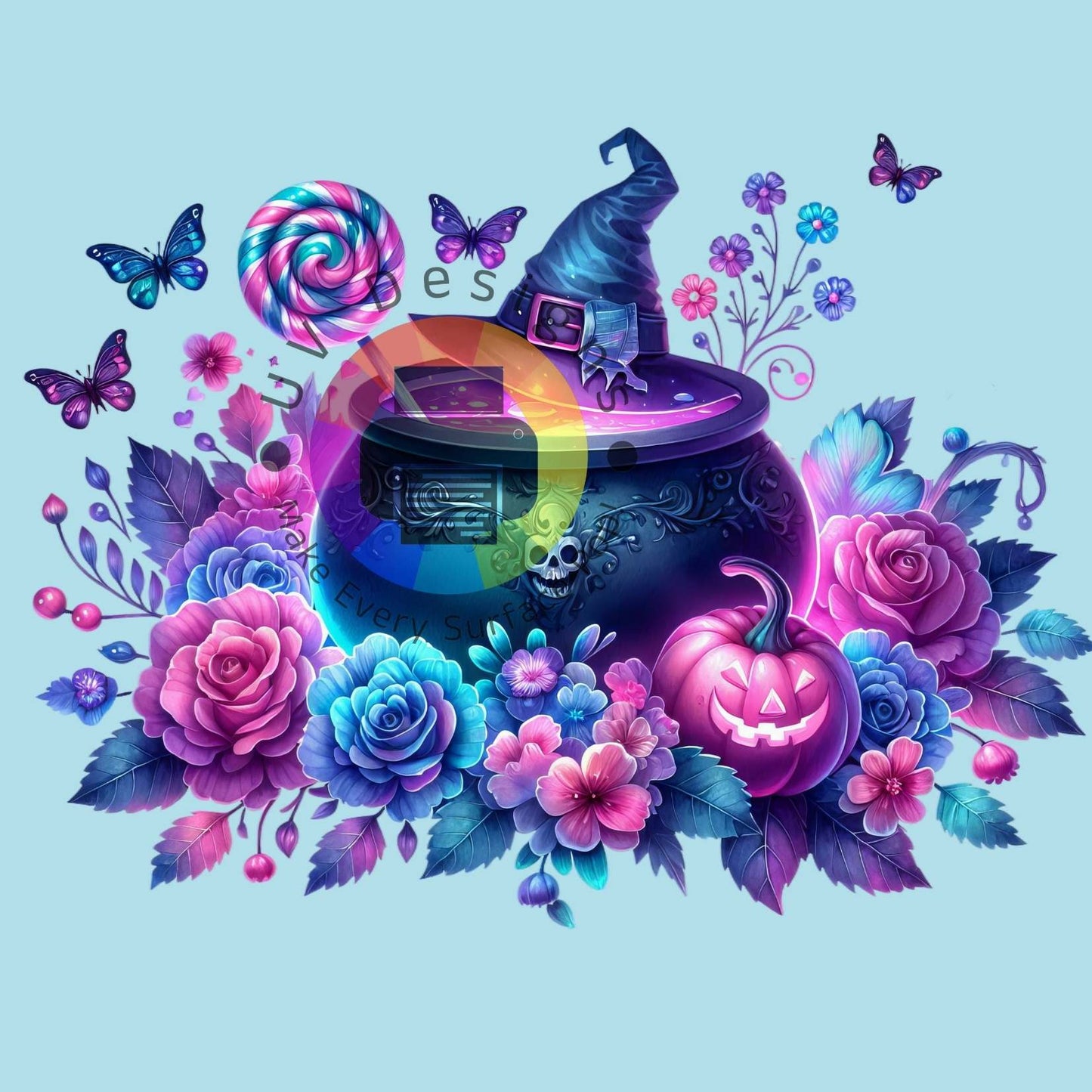 7 cm Heksenpot met lolly en bloemen