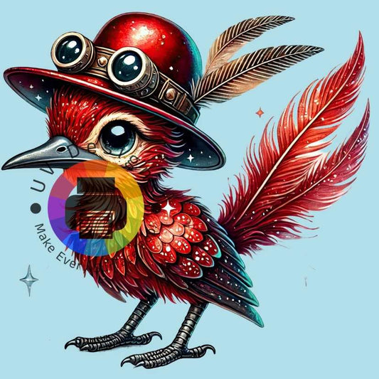 Red steampunk bird no. 1