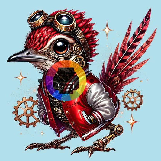 Red steampunk bird no. 2