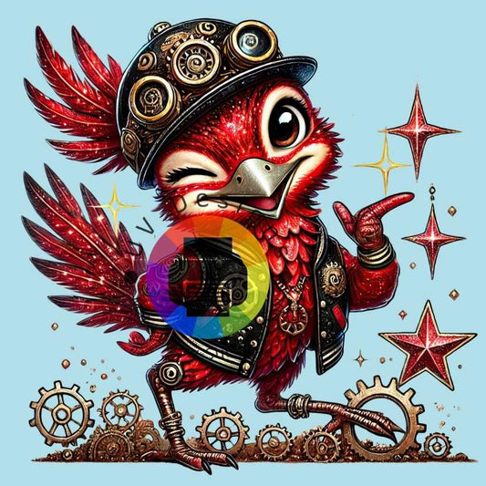 Red steampunk bird no. 3
