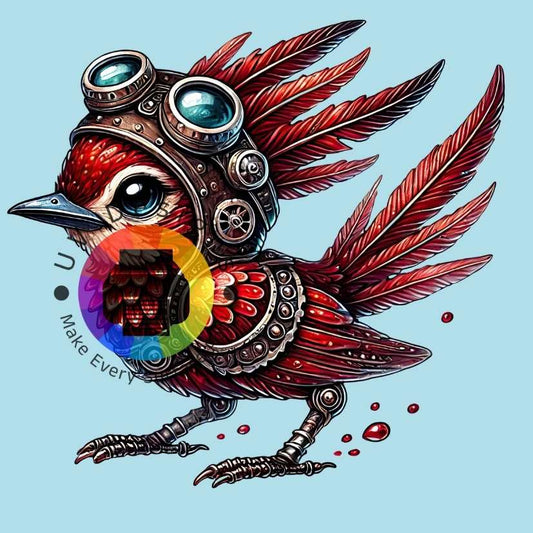 Red steampunk bird no. 4