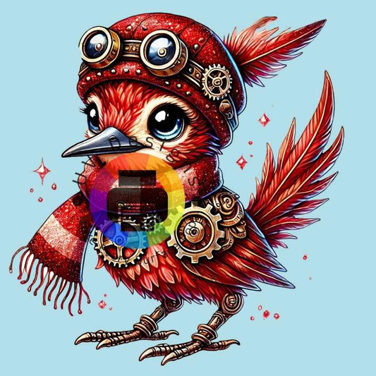 Red steampunk bird no. 6