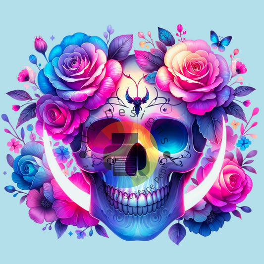 Pastel skull met  bloemen