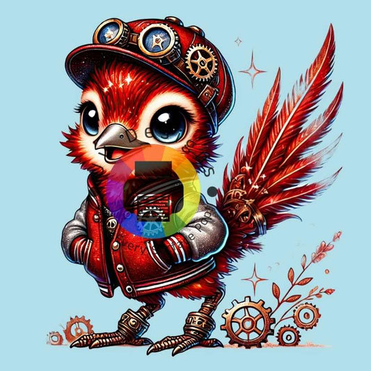 Red steampunk bird no. 7