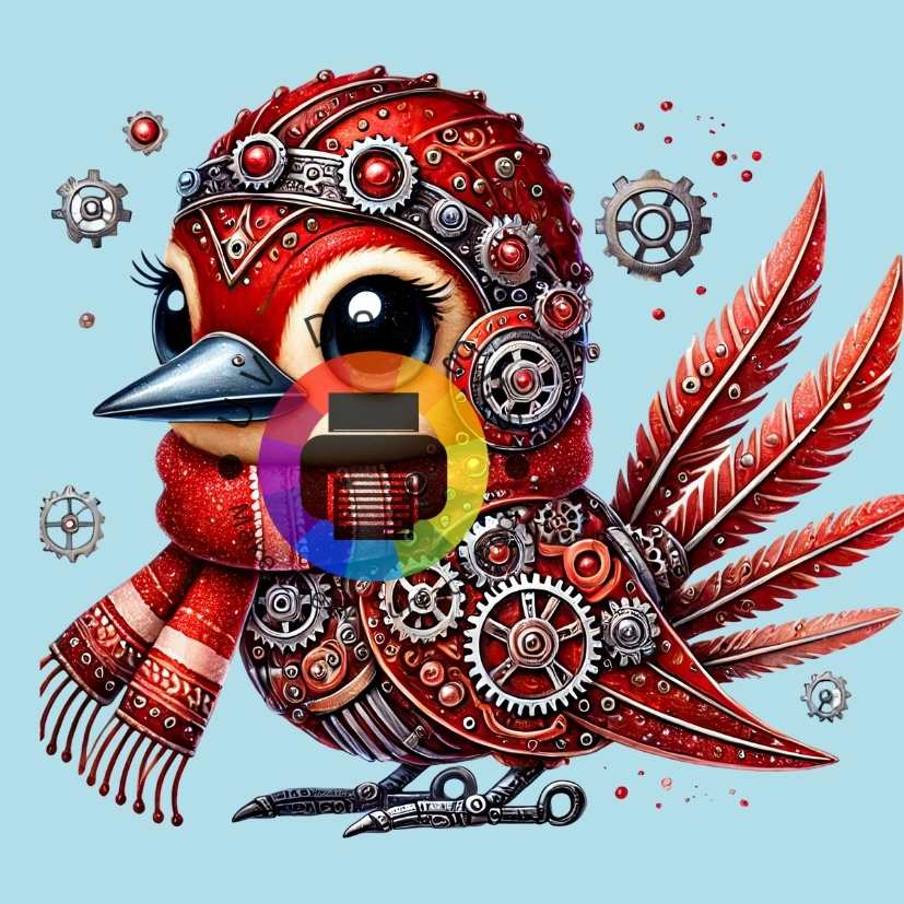 Red steampunk bird no. 8