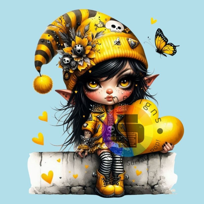 Gothic gnome meisje - Geel nr 6