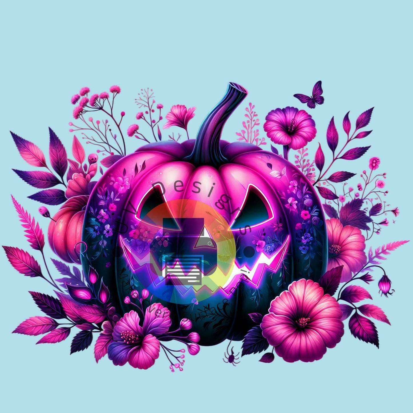 7 cm pompoen met bloemen