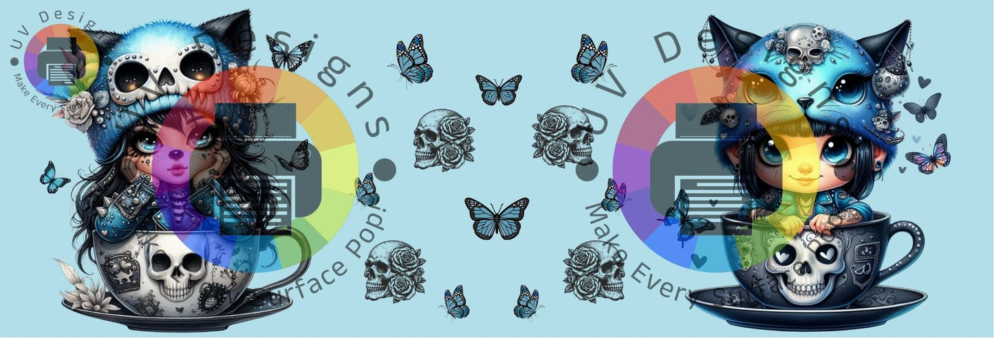 11oz Gothic gnome meisjes in mok - blauw