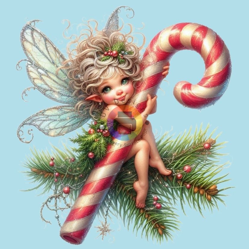 12 cm Christmas fairy on candy stick no. 4