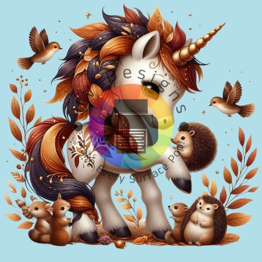 Herfst unicorn met egels