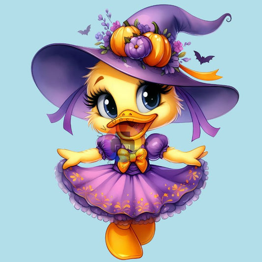 Canard violet sorcière d'Halloween de 12 cm