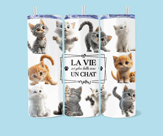 20 oz La maison est là où est mon chat - ANG et FR