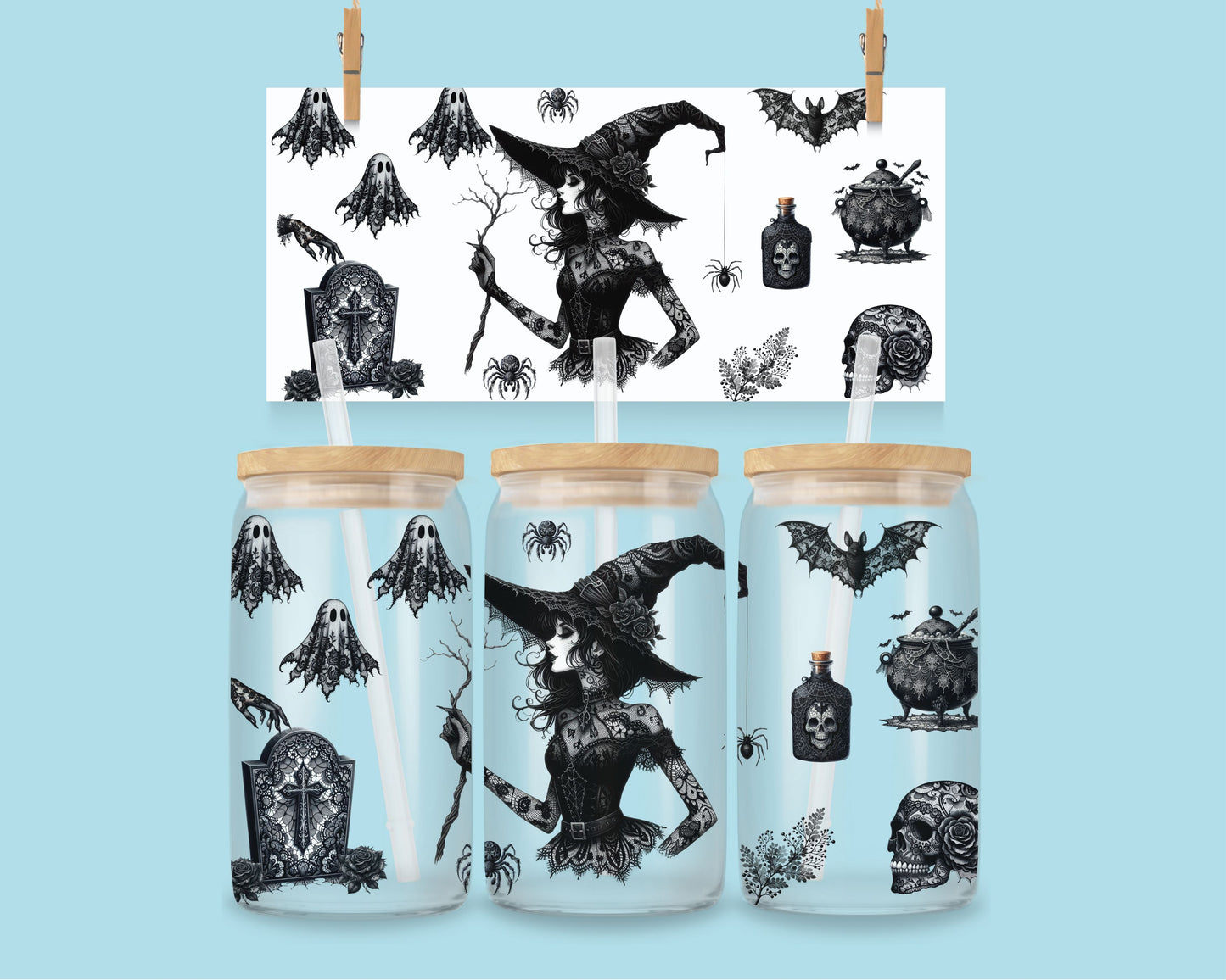 16oz Black Lacy witch 