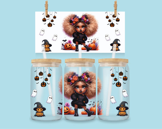 16oz Halloween Afro girl