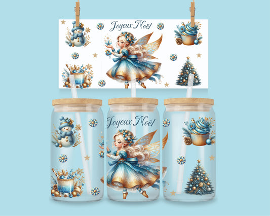 16oz Joyeux Noël - fée - or bleu