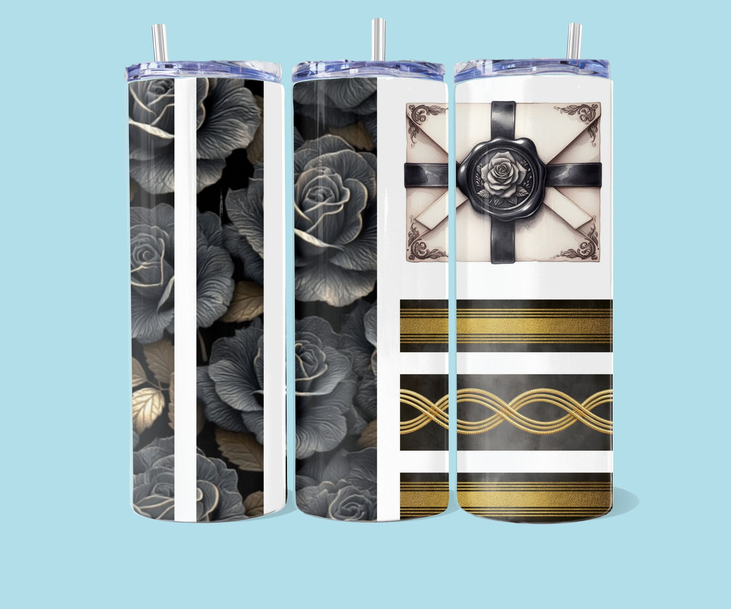 20oz Mixed media - black roses envelope