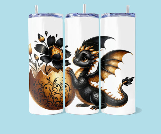 20oz Zwart met goud draak nr 1