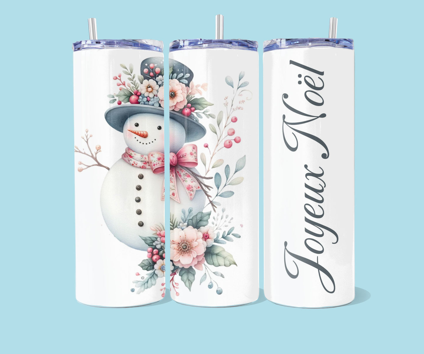 20oz Merry Christmas snowman ENG + FR 