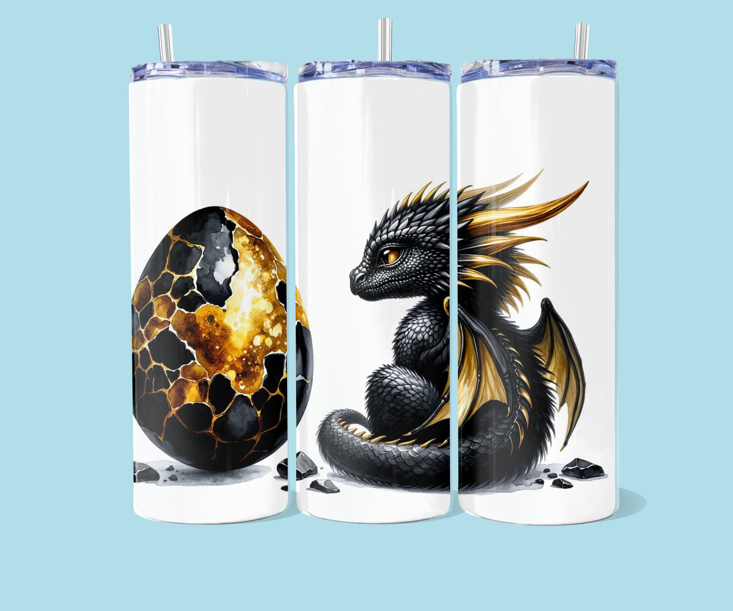 20oz Zwart met goud draak nr 3