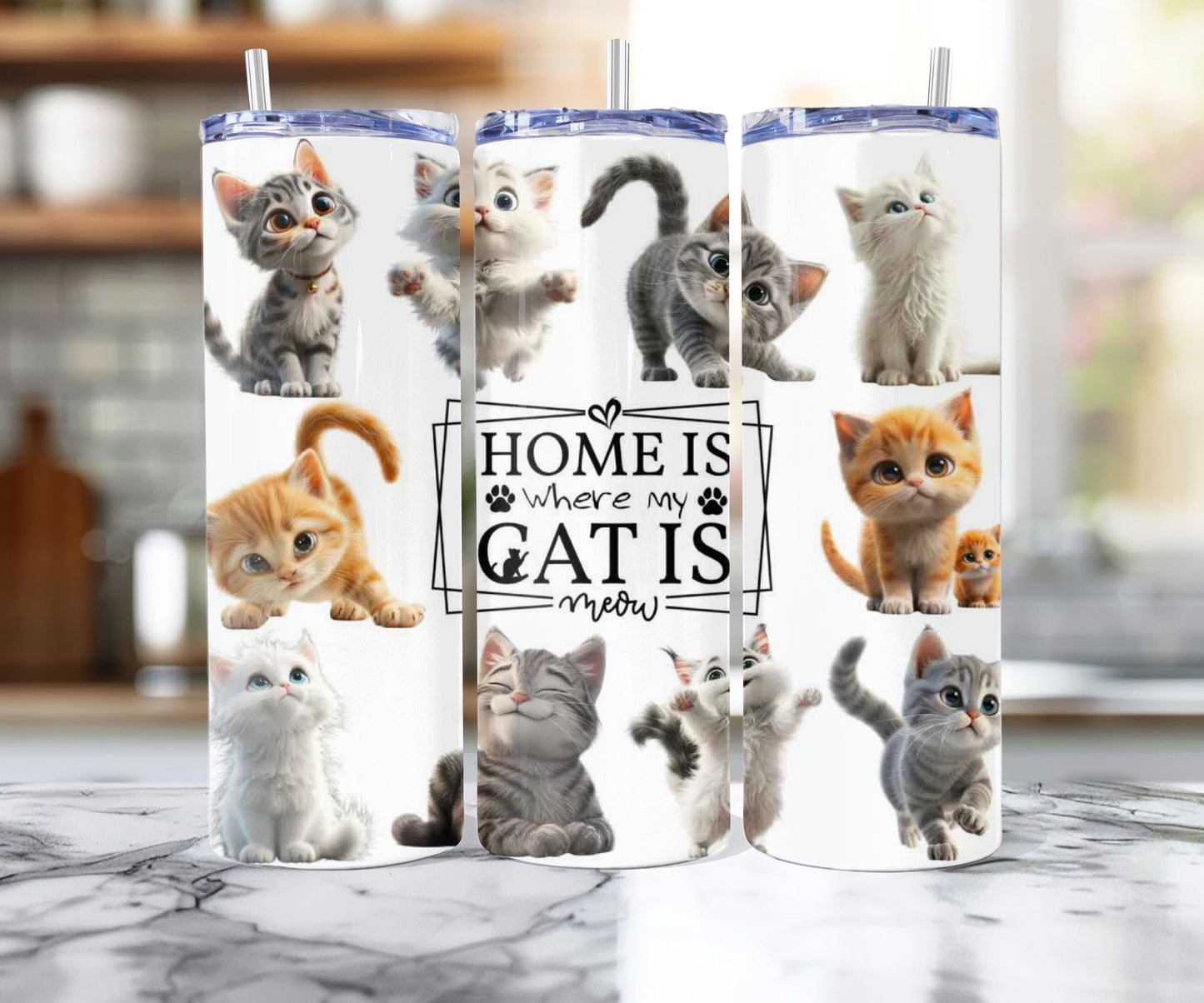 20 oz La maison est là où est mon chat - ANG et FR