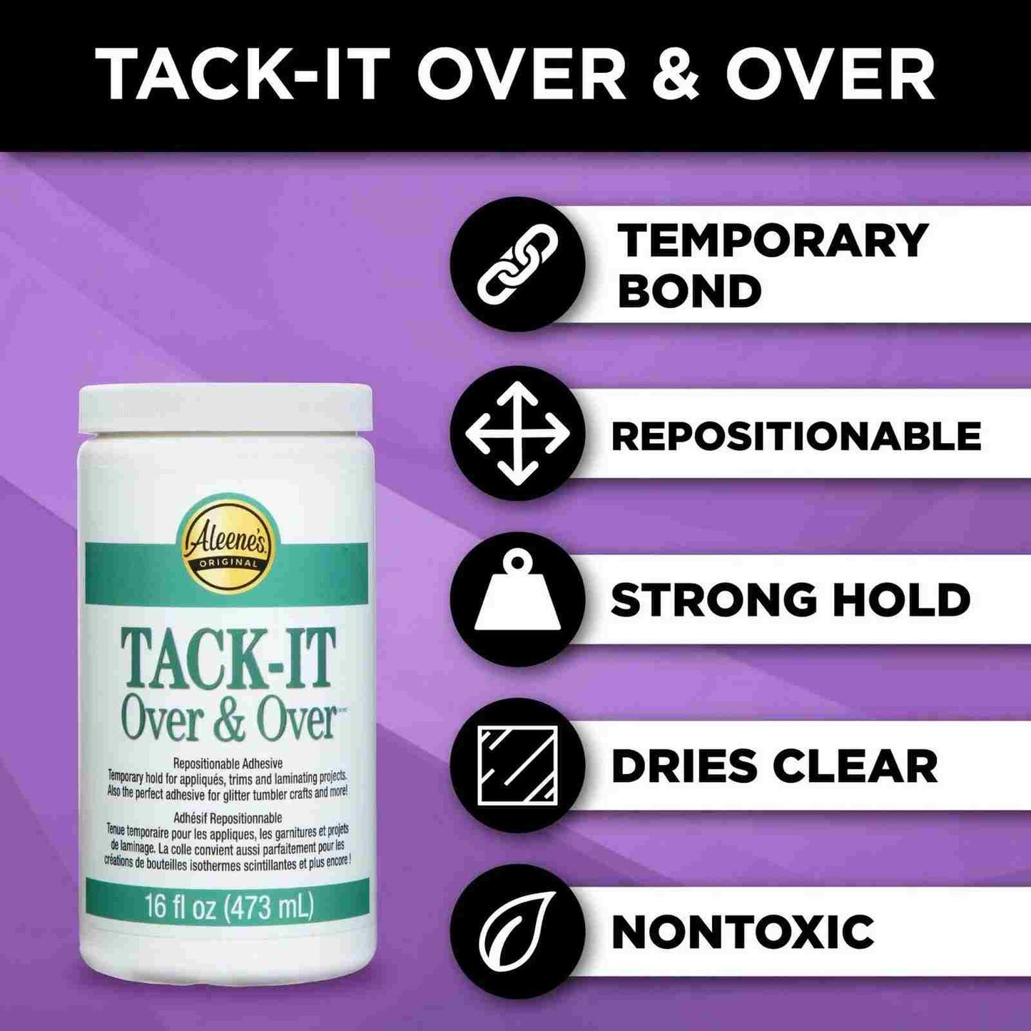 Aleene's • Tack-It Over & Over Repositionable Adhesive 16 fl. oz. Jar - 470ml