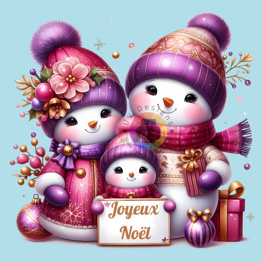 12 cm Merry Christmas snowman ENG + FR