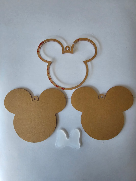 Acryl muis hoofd snowglobe ornament met strik (Blank)